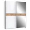 KAST MET SCHUIFDEUREN, wit, eikenkleur