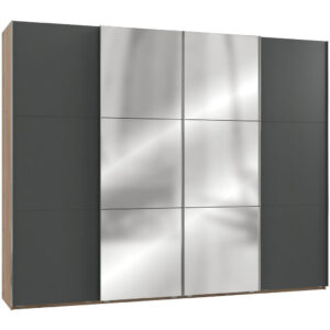 KAST MET SCHUIFDEUREN, grafietkleuren, eikenkleuren