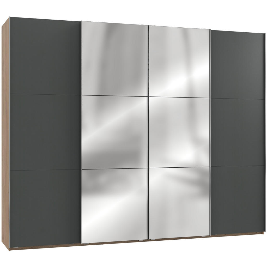 KAST MET SCHUIFDEUREN, grafietkleuren, eikenkleuren