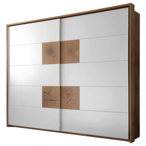 KAST MET SCHUIFDEUREN, wit, wild eiken