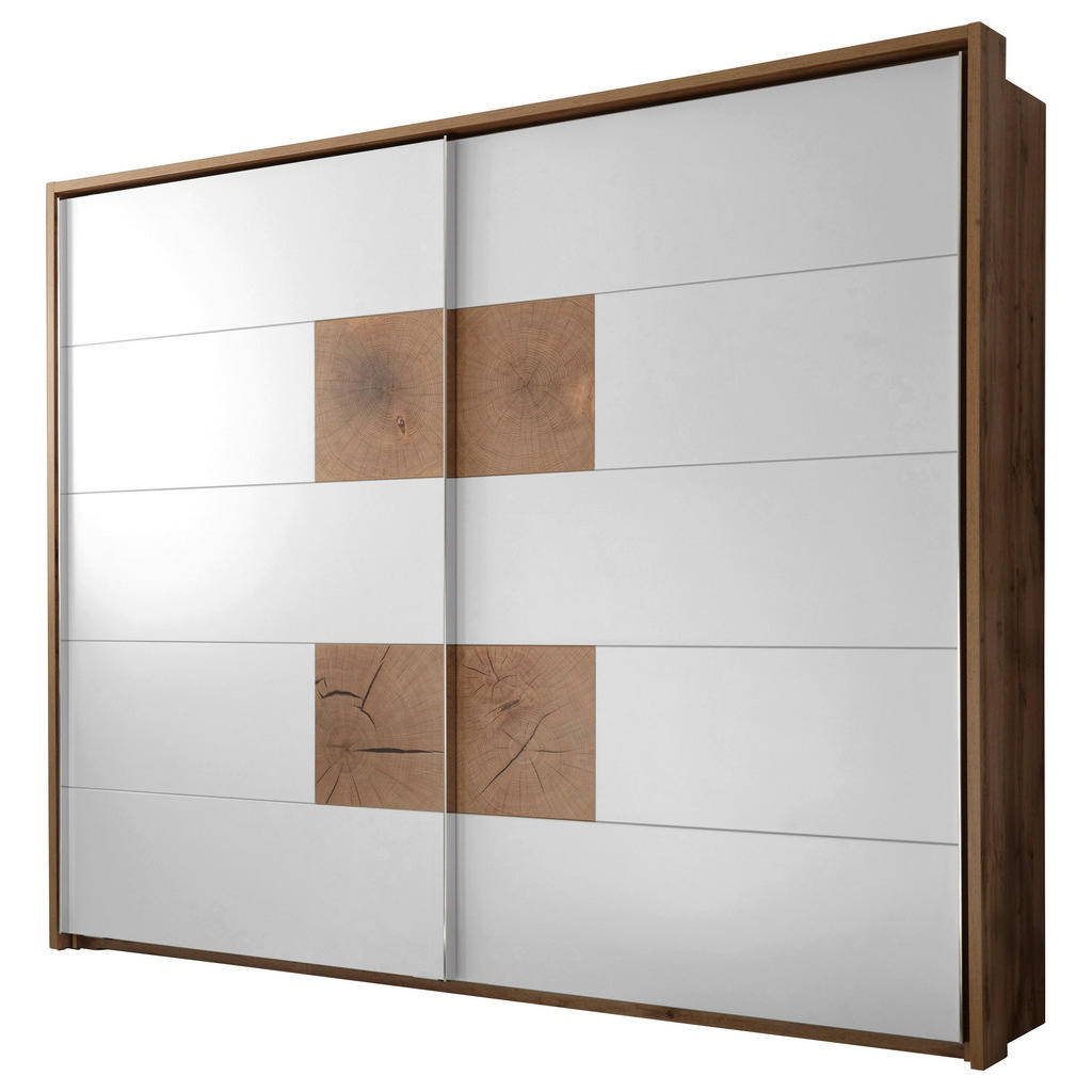 KAST MET SCHUIFDEUREN, wit, wild eiken