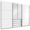 KAST MET SCHUIFDEUREN, zilverkleur, wit