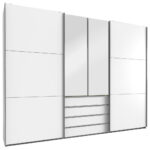 KAST MET SCHUIFDEUREN, zilverkleur, wit thumbnail 1