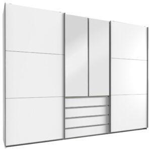 KAST MET SCHUIFDEUREN, zilverkleur, wit