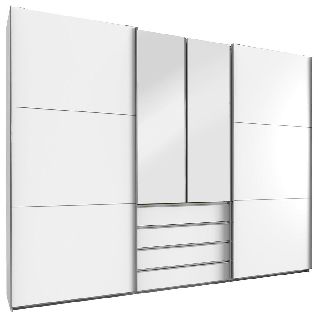 KAST MET SCHUIFDEUREN, zilverkleur, wit