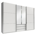 KAST MET SCHUIFDEUREN, zilverkleur, wit thumbnail 1