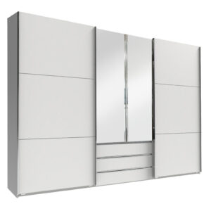 KAST MET SCHUIFDEUREN, zilverkleur, wit