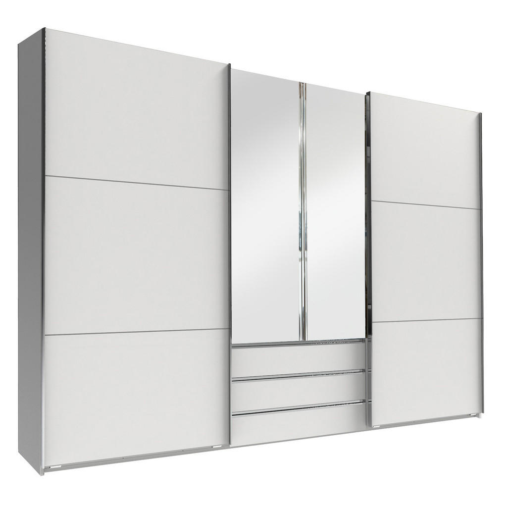 KAST MET SCHUIFDEUREN, zilverkleur, wit