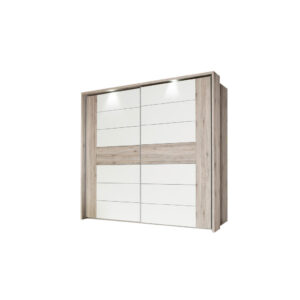 KAST MET SCHUIFDEUREN, wit, eikenkleur, gebakken kleur