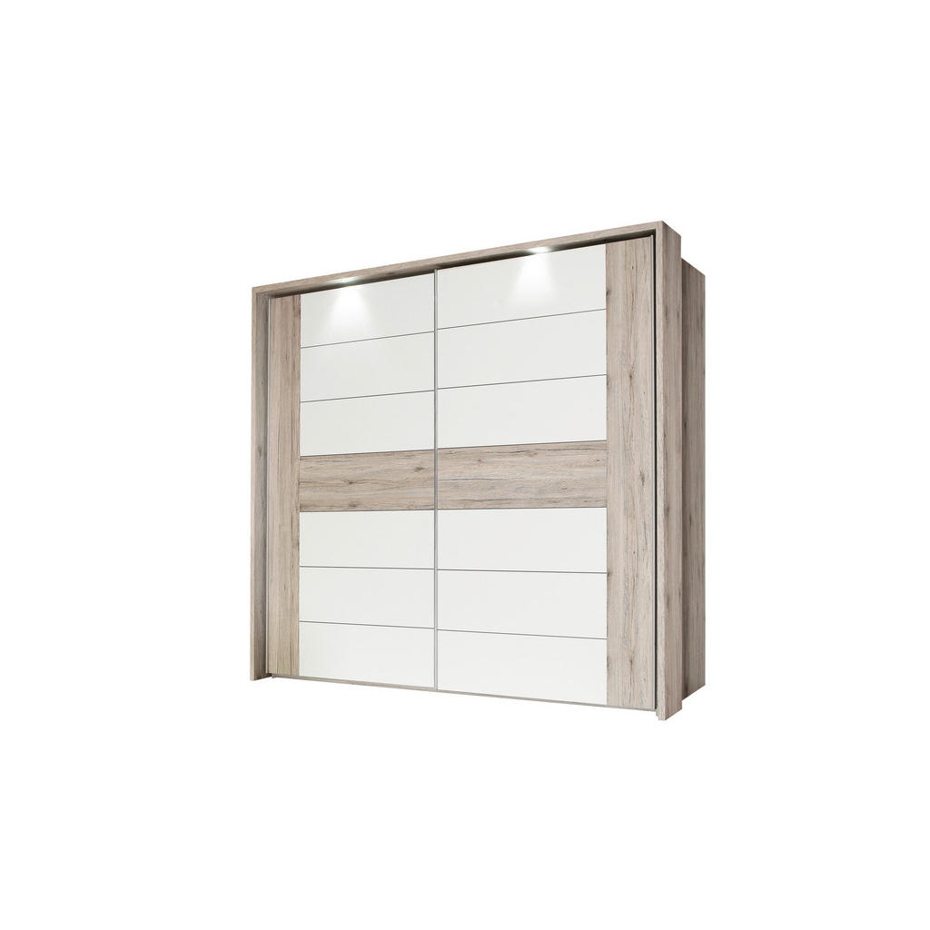 KAST MET SCHUIFDEUREN, wit, eikenkleur, gebakken kleur