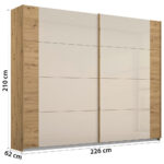 KAST MET SCHUIFDEUREN, champagnekleur, ambachtelijk eikenhout thumbnail 6