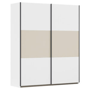 KAST MET SCHUIFDEUREN, wit, champagnekleur