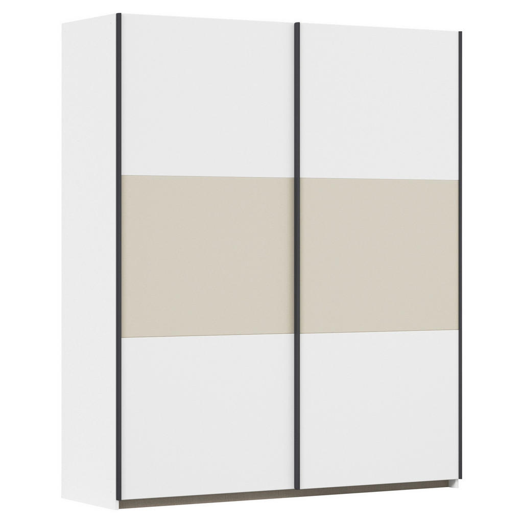 KAST MET SCHUIFDEUREN, wit, champagnekleur