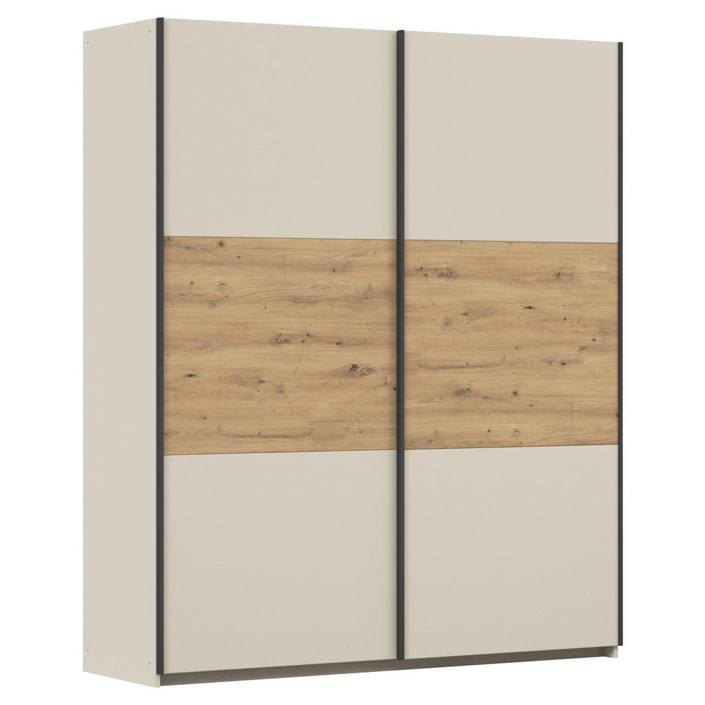 KAST MET SCHUIFDEUREN, champagnekleur, ambachtelijk eikenhout
