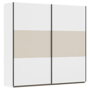 KAST MET SCHUIFDEUREN, wit, champagnekleur