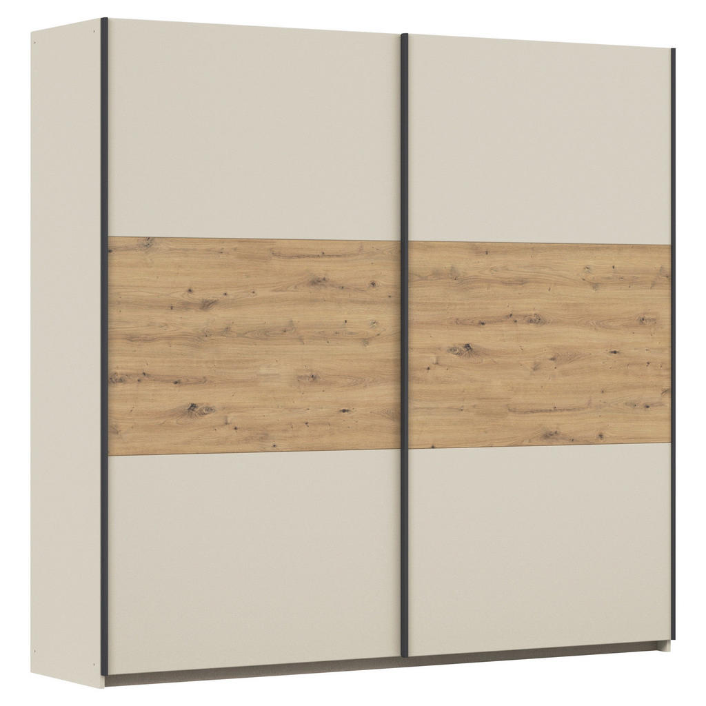 KAST MET SCHUIFDEUREN, champagnekleur, ambachtelijk eikenhout