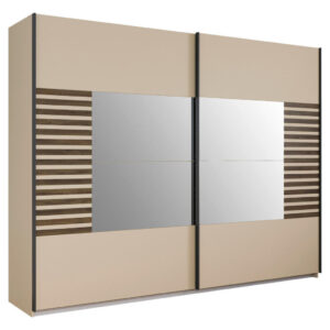 KAST MET SCHUIFDEUREN, champagnekleur, transparant, donker eiken