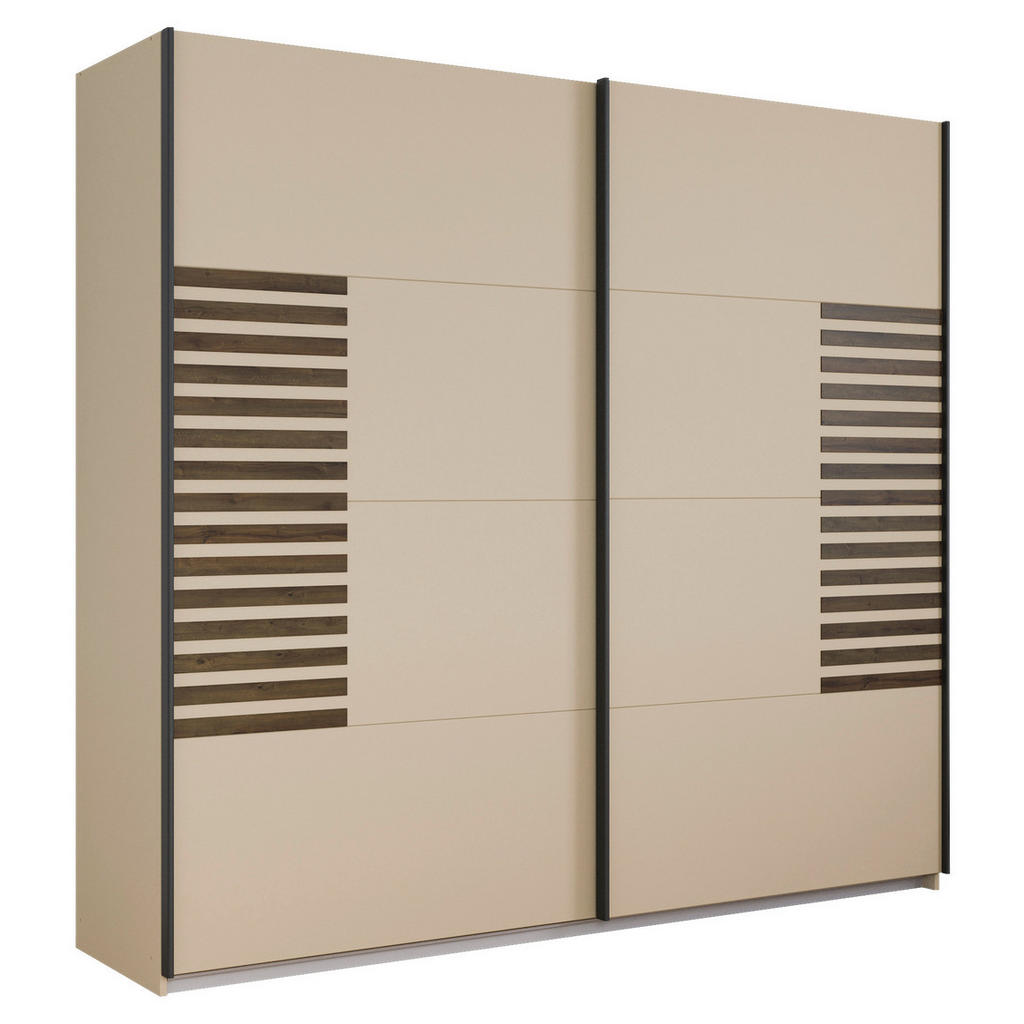 KAST MET SCHUIFDEUREN, champagnekleuren, donker eiken