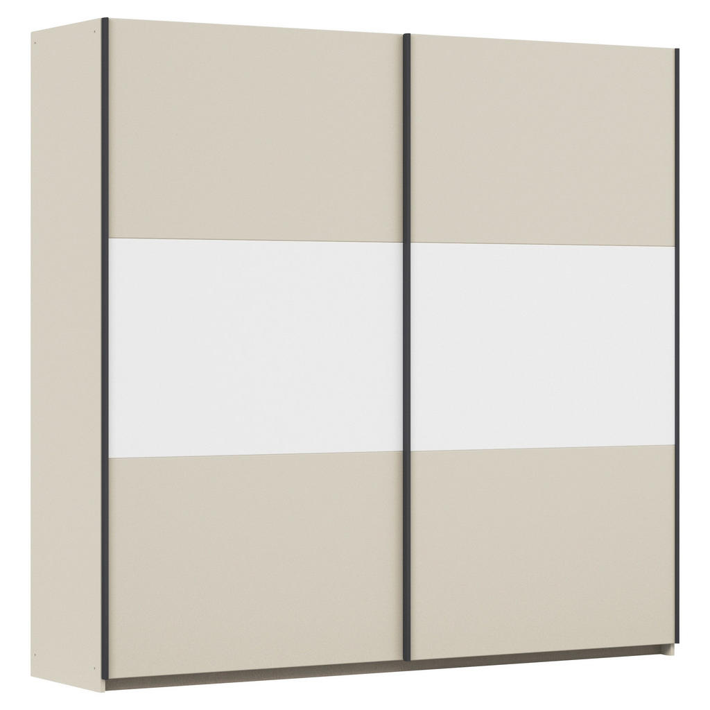 KAST MET SCHUIFDEUREN, wit, aluminiumkleur, champagnekleur
