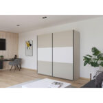 KAST MET SCHUIFDEUREN, wit, aluminiumkleur, champagnekleur thumbnail 2