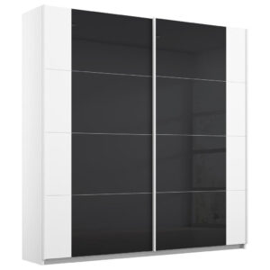 KAST MET SCHUIFDEUREN, antraciet, wit