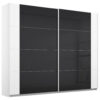 KAST MET SCHUIFDEUREN, antraciet, wit