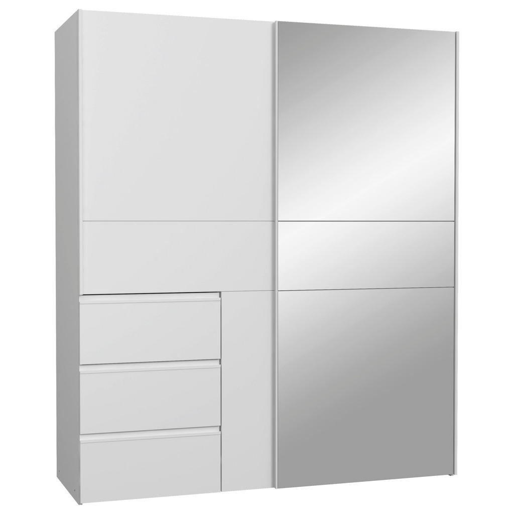 KAST MET SCHUIFDEUREN, wit, aluminiumkleur