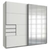 KAST MET SCHUIFDEUREN, transparant, wit, aluminiumkleur
