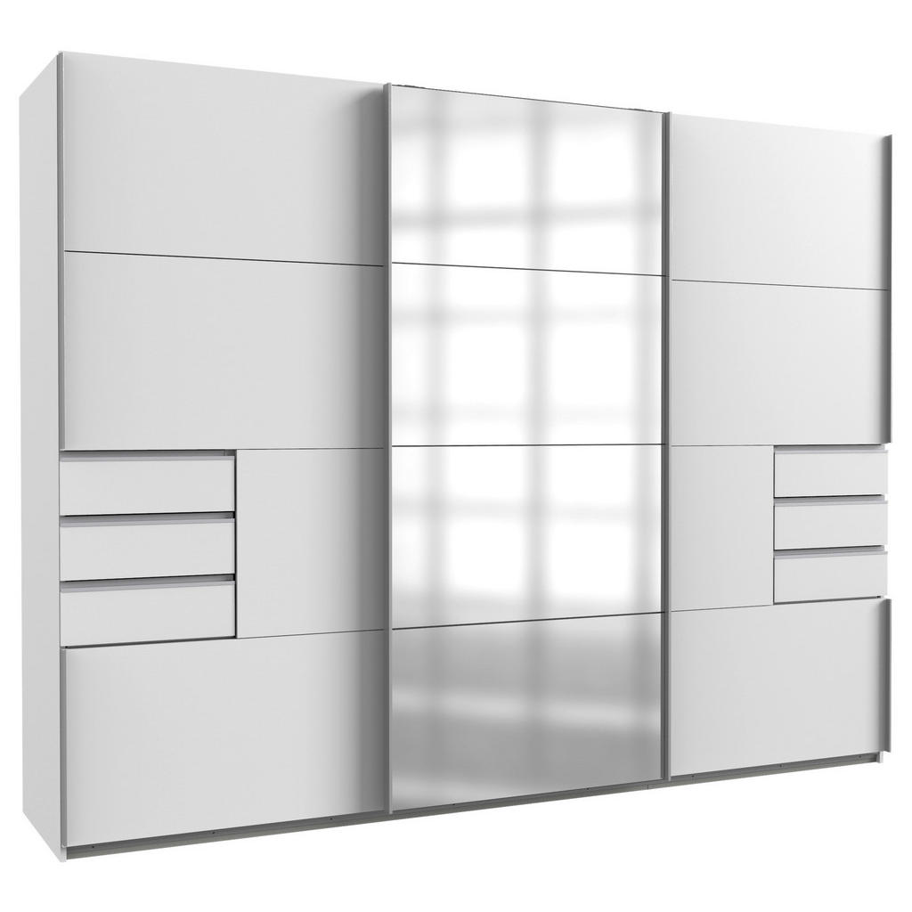 KAST MET SCHUIFDEUREN, transparant, wit, aluminiumkleur