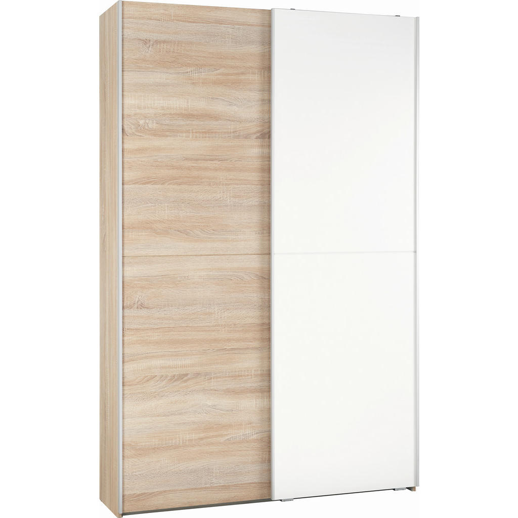 KAST MET SCHUIFDEUREN, wit, sonoma eiken