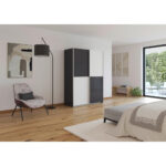 KAST MET SCHUIFDEUREN, grafietkleur, wit thumbnail 2