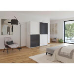 KAST MET SCHUIFDEUREN, grafietkleur, wit thumbnail 2