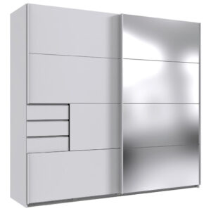 KAST MET SCHUIFDEUREN, transparant, wit