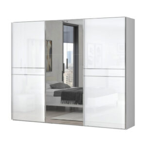 KAST MET SCHUIFDEUREN, wit, wit, hoogglans