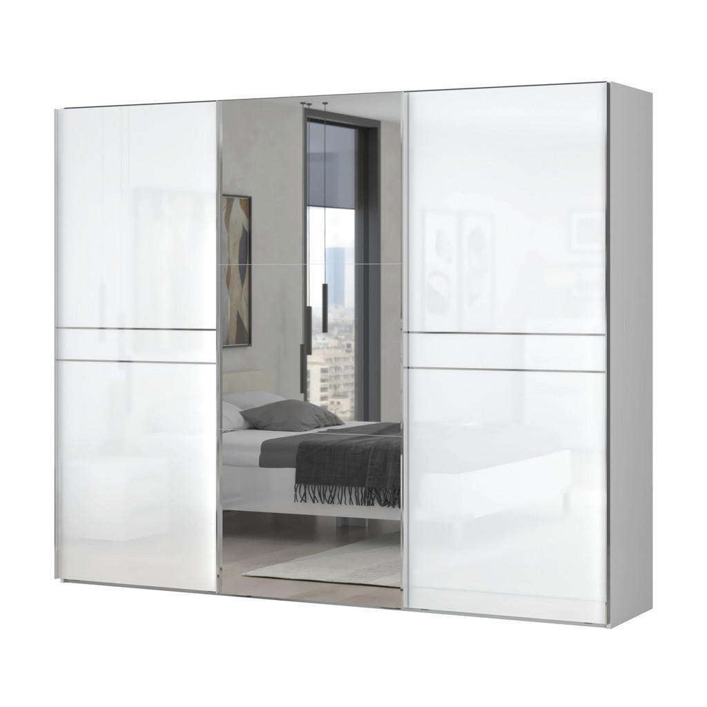 KAST MET SCHUIFDEUREN, wit, wit, hoogglans