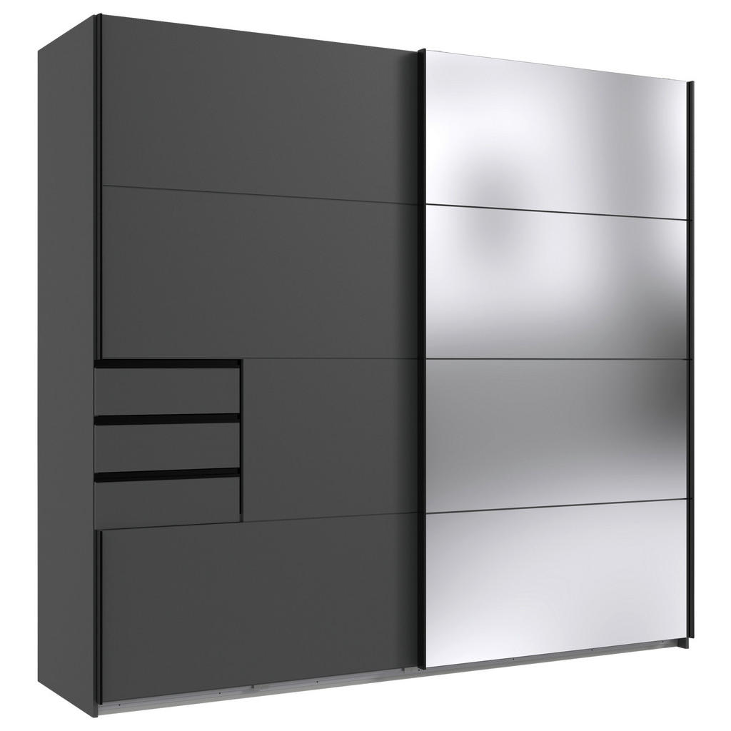 KAST MET SCHUIFDEUREN, antraciet, transparant