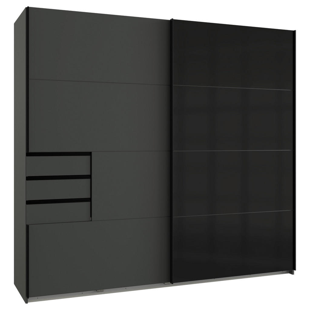 KAST MET SCHUIFDEUREN, grafietkleur, zwart