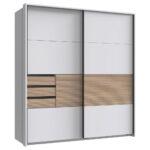 KAST MET SCHUIFDEUREN, wit, eikenkleur thumbnail 2