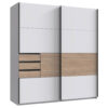 KAST MET SCHUIFDEUREN, wit, eikenkleur