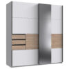 KAST MET SCHUIFDEUREN, wit, eikenkleur