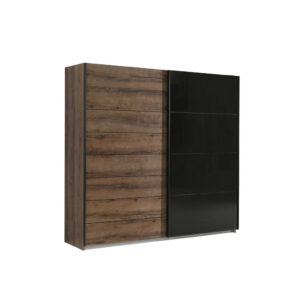 KAST MET SCHUIFDEUREN, zwart, vuilbruin, eikenkleur