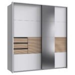 KAST MET SCHUIFDEUREN, wit, eikenkleur thumbnail 3