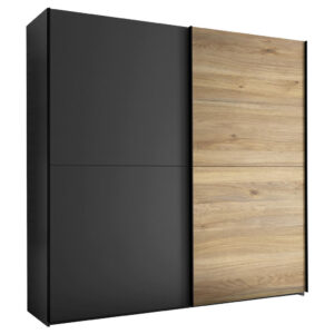 KAST MET SCHUIFDEUREN, grafietkleuren, eikenkleuren