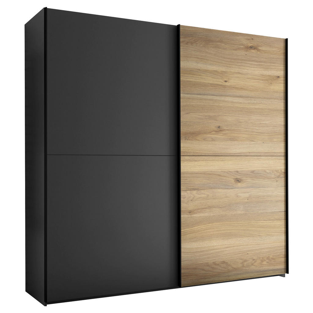 KAST MET SCHUIFDEUREN, grafietkleuren, eikenkleuren
