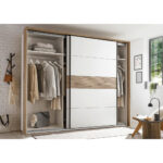 KAST MET SCHUIFDEUREN, wit, eikenkleur thumbnail 6