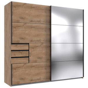 KAST MET SCHUIFDEUREN, transparant, eikenkleur