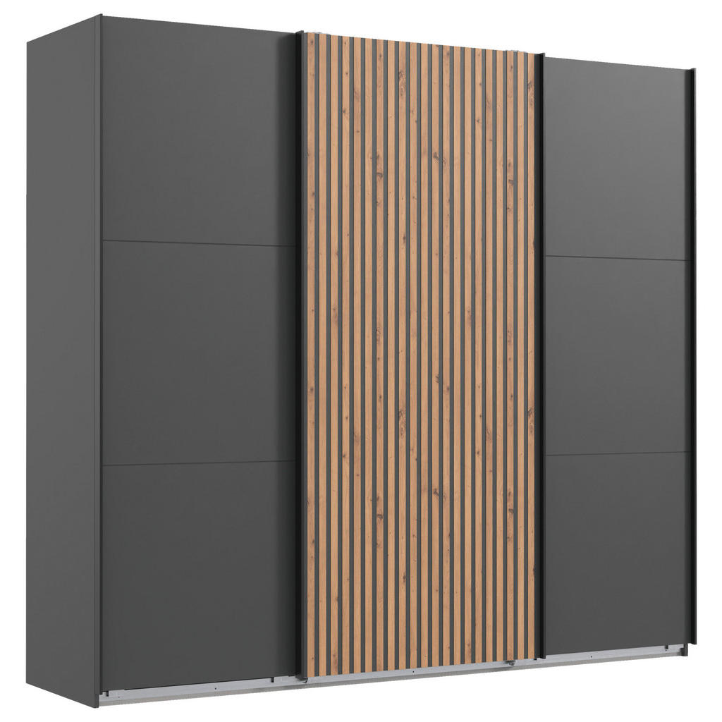 KAST MET SCHUIFDEUREN, grafietkleuren, eikenkleuren