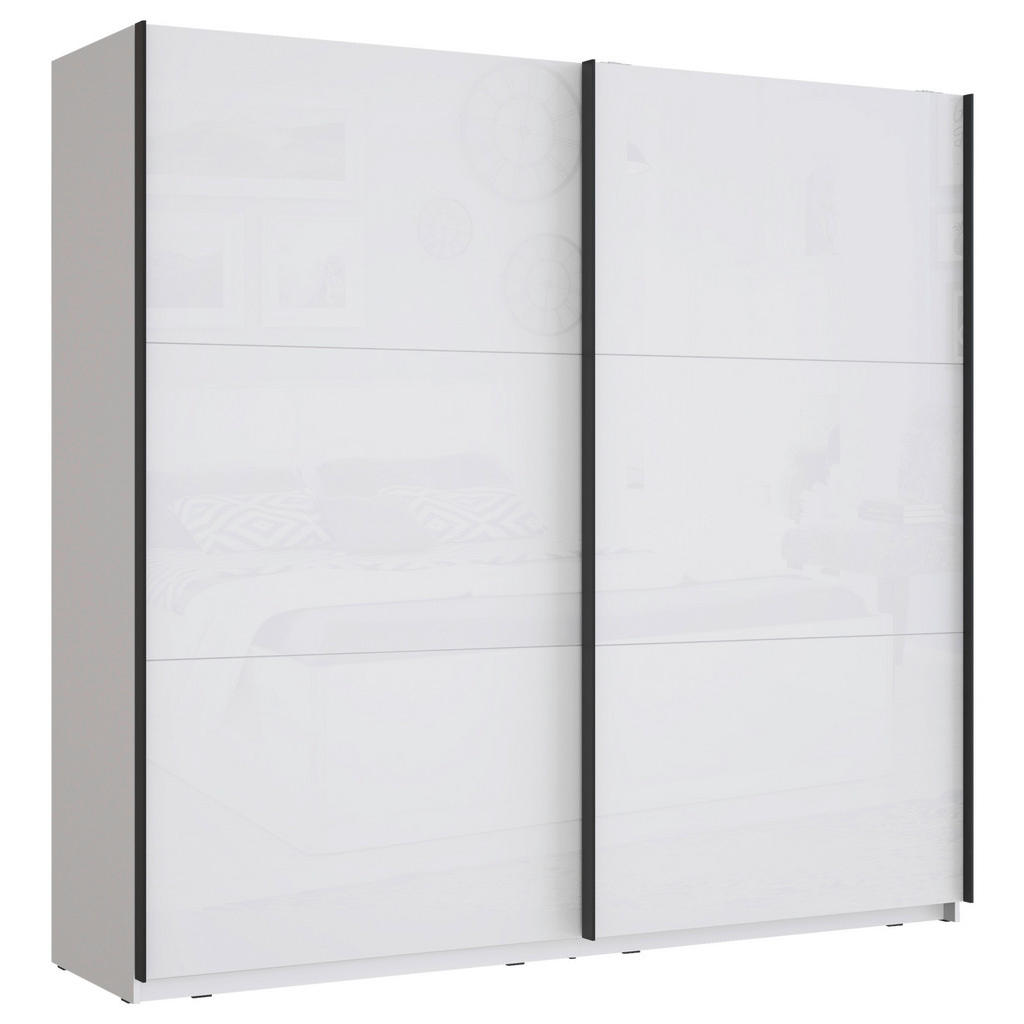 KAST MET SCHUIFDEUREN, wit, wit, hoogglans
