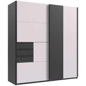 KAST MET SCHUIFDEUREN, grafietkleur, wit