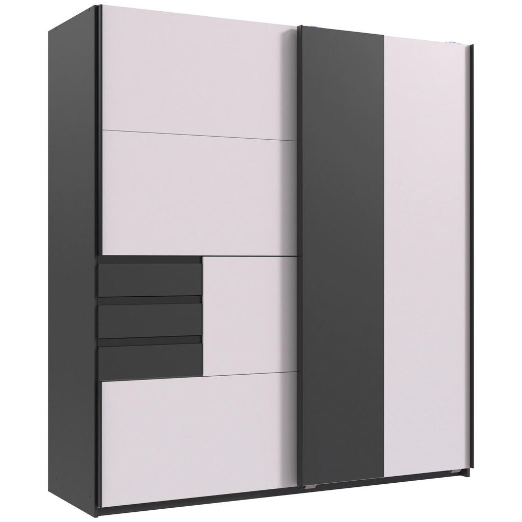 KAST MET SCHUIFDEUREN, grafietkleur, wit